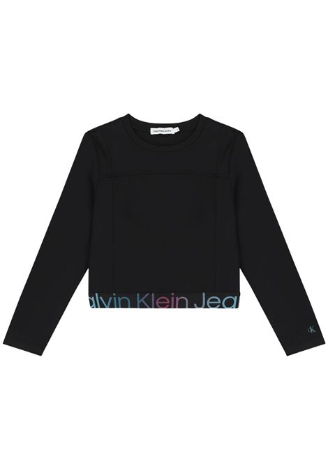 Black viscose T-shirt for girls CALVIN KLEIN | IG0IG02196/DEBNERO